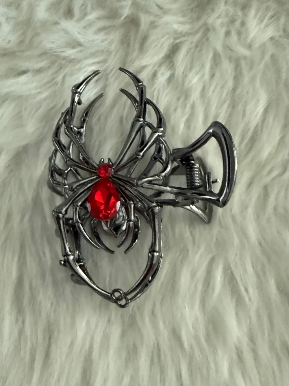 Nicole Miller Titanium Black Spider with Red Stone Hair Clip
